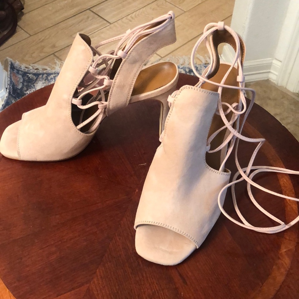 Sexy Super Soft Suede PalePink leather ankle strap